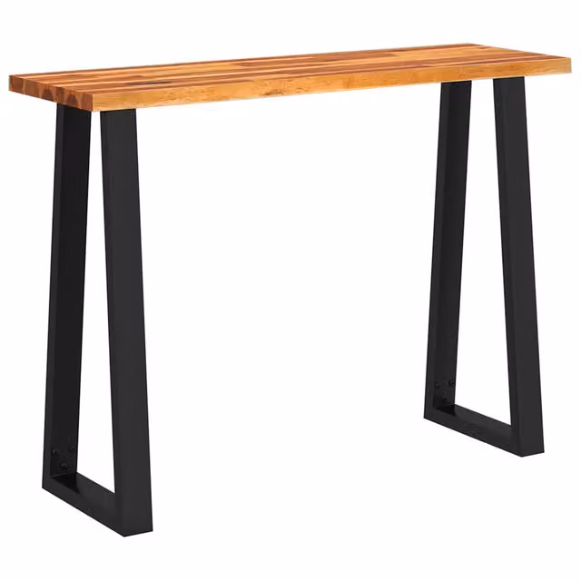 Tavolo Consolle in Legno di Acacia con Bordi Vivi e Design Industriale, Marrone, L 110 cm x P 35 cm x H 80 cm