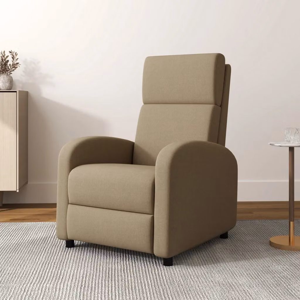 Poltrona Relax Giordanoshop Reclinabile con Poggiapiedi in Tessuto Beige L/P/H: 64 x 86 x 102 cm – 2