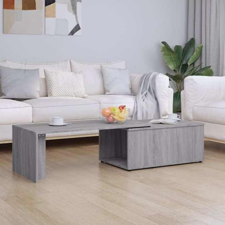 The Living Store Tavolino Grigio Sonoma 150x50x35 cm Materiale a base di legno