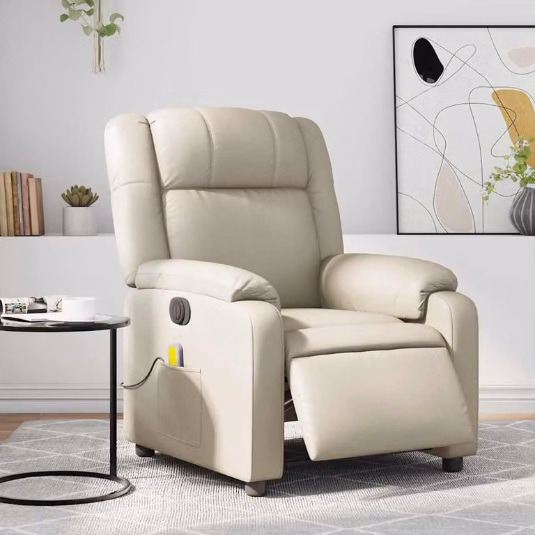 vidaXL Poltrona Massaggiante Elettrica Reclinabile in Similpelle Beige