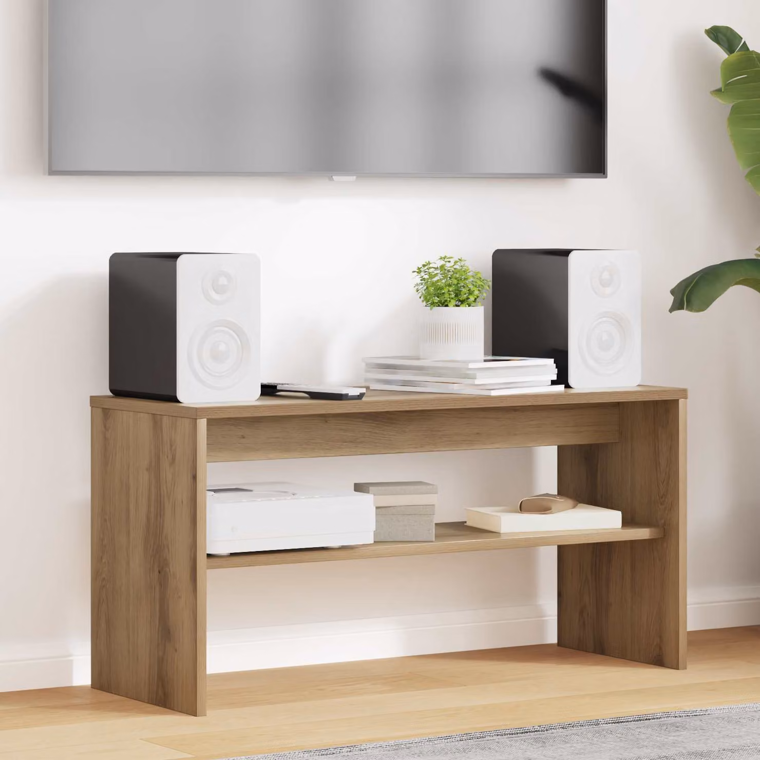 Mobile TV moderno vidaXL in legno color rovere artigianale L 80 cm x P 30 cm x H 40 cm