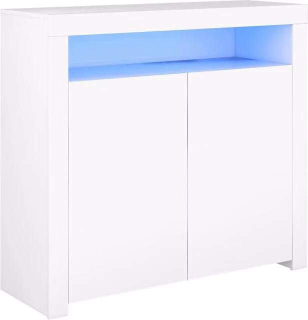 Sideboard bianco moderno in pannelli di particelle 108x40x92 cm con luci LED integrate