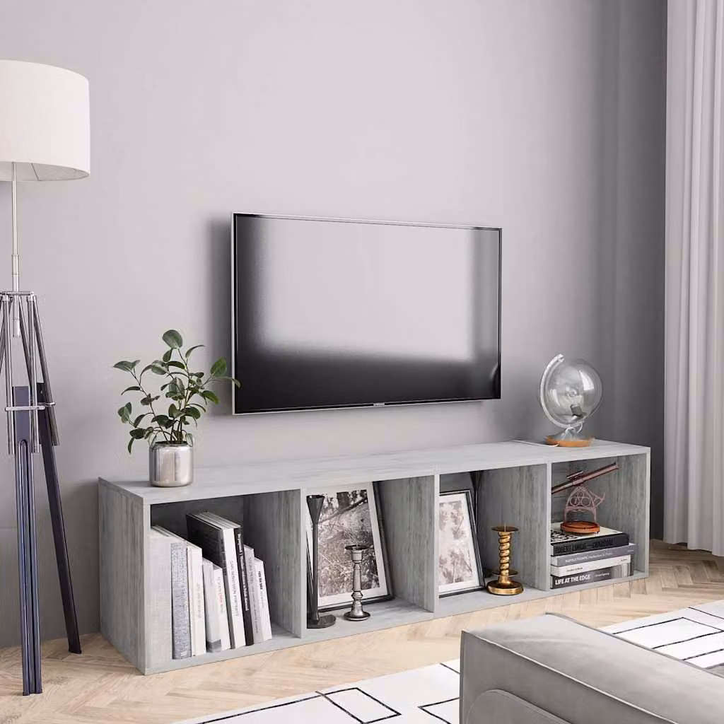 Libreria e Mobile TV vidaXL Grigio, L 143 x P 30 x H 36 cm
