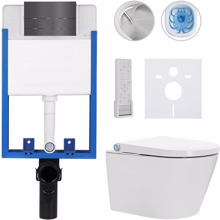 Set completo per WC Profi/Cronus Premium - bianco lucido - pulsante per WC Line/grigio scuro - da incasso - 59,3x38,4 cm