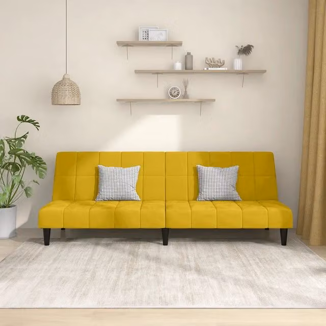 Divano Letto Click Clack vidaXL in Velluto Giallo con Struttura in Legno Solido e Poggiatesta Regolabile per il tuo Soggiorno