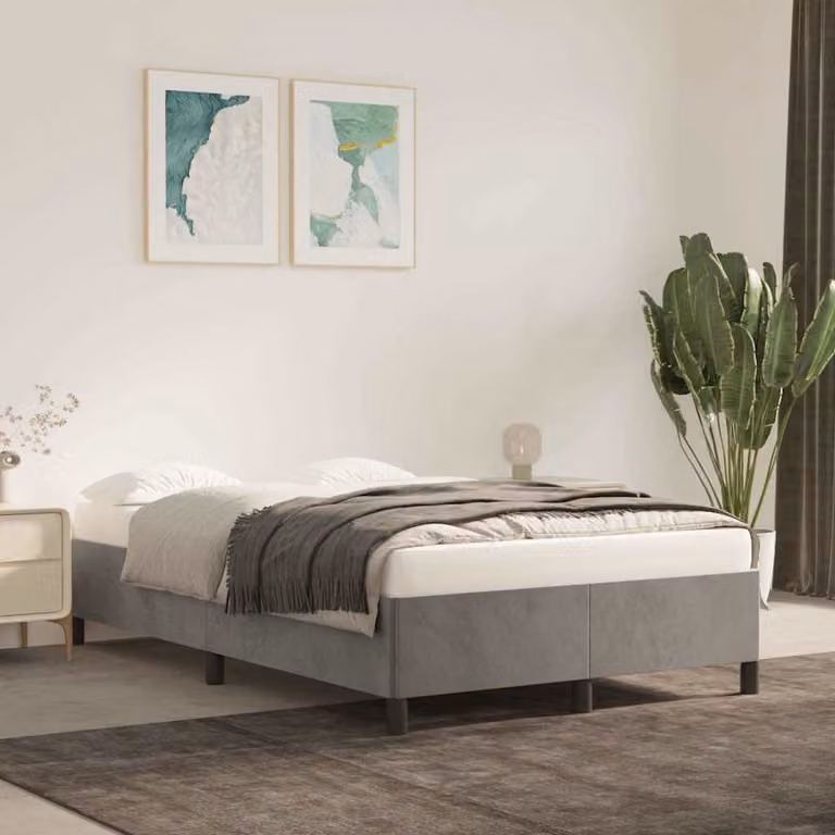 vidaXL Giroletto imbottito in velluto Grigio Chiaro L/P/H: 200 x 120 x 35 cm