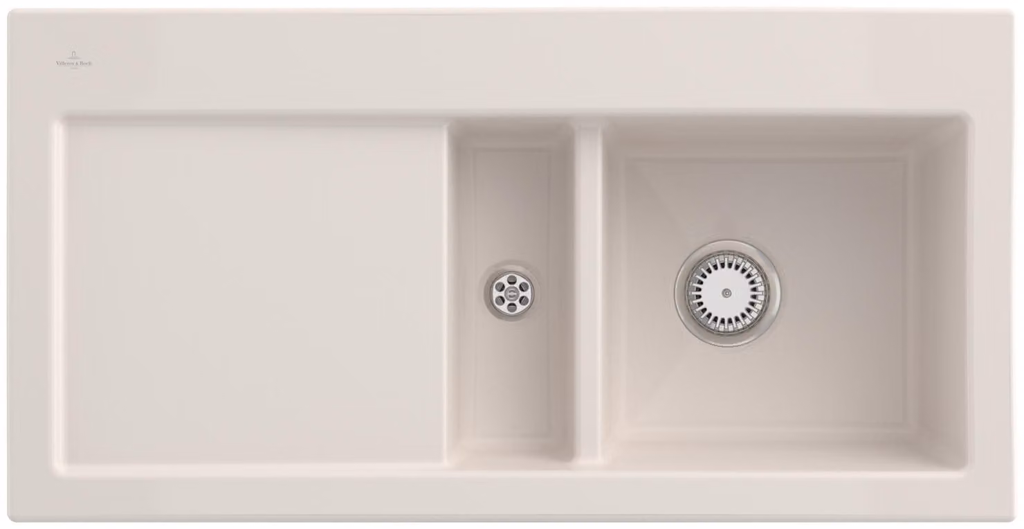 Lavello da cucina Villeroy&Boch, lavello da cucina Subway 60 Crema 1000x510mm, larghezza base 60cm