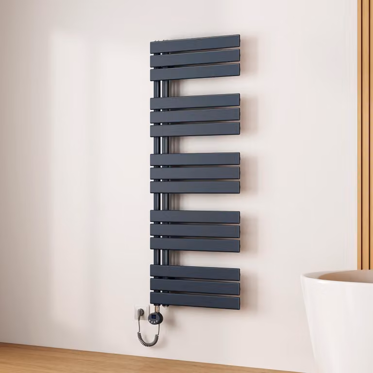 Radiatore elettrico da asciugamano, colore antracite - 800 watt - 132 x 50 cm - acciaio legato - riscaldamento per bagno