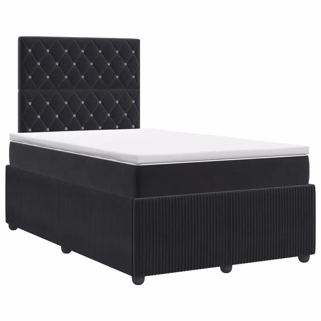 Letto box spring con materasso vidaXL in velluto nero L/P: 120 x 200 cm – 2