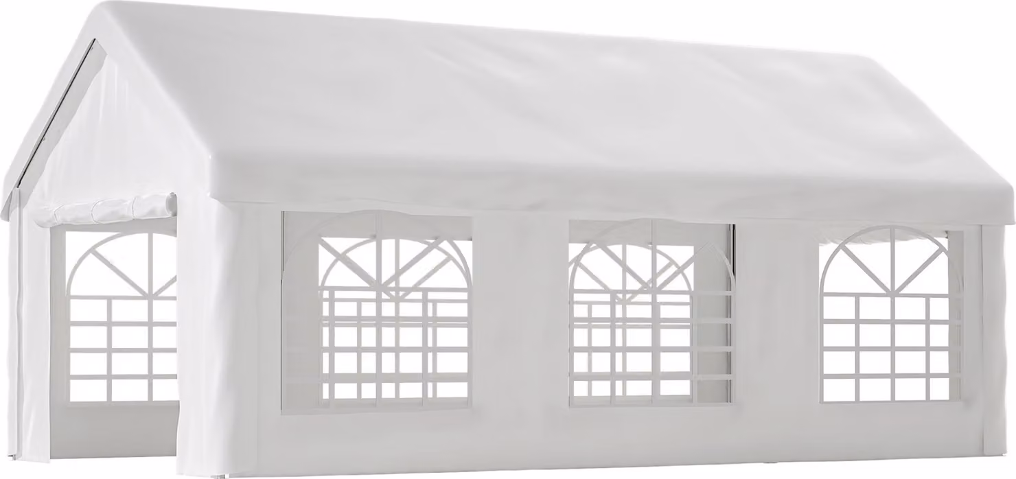 Garage a tenda per veicoli 3x6m - Doppie porte a tapparella per un accesso completo, robusta struttura di protezione dalle intemperie - Con tetto e teloni laterali rimovibili