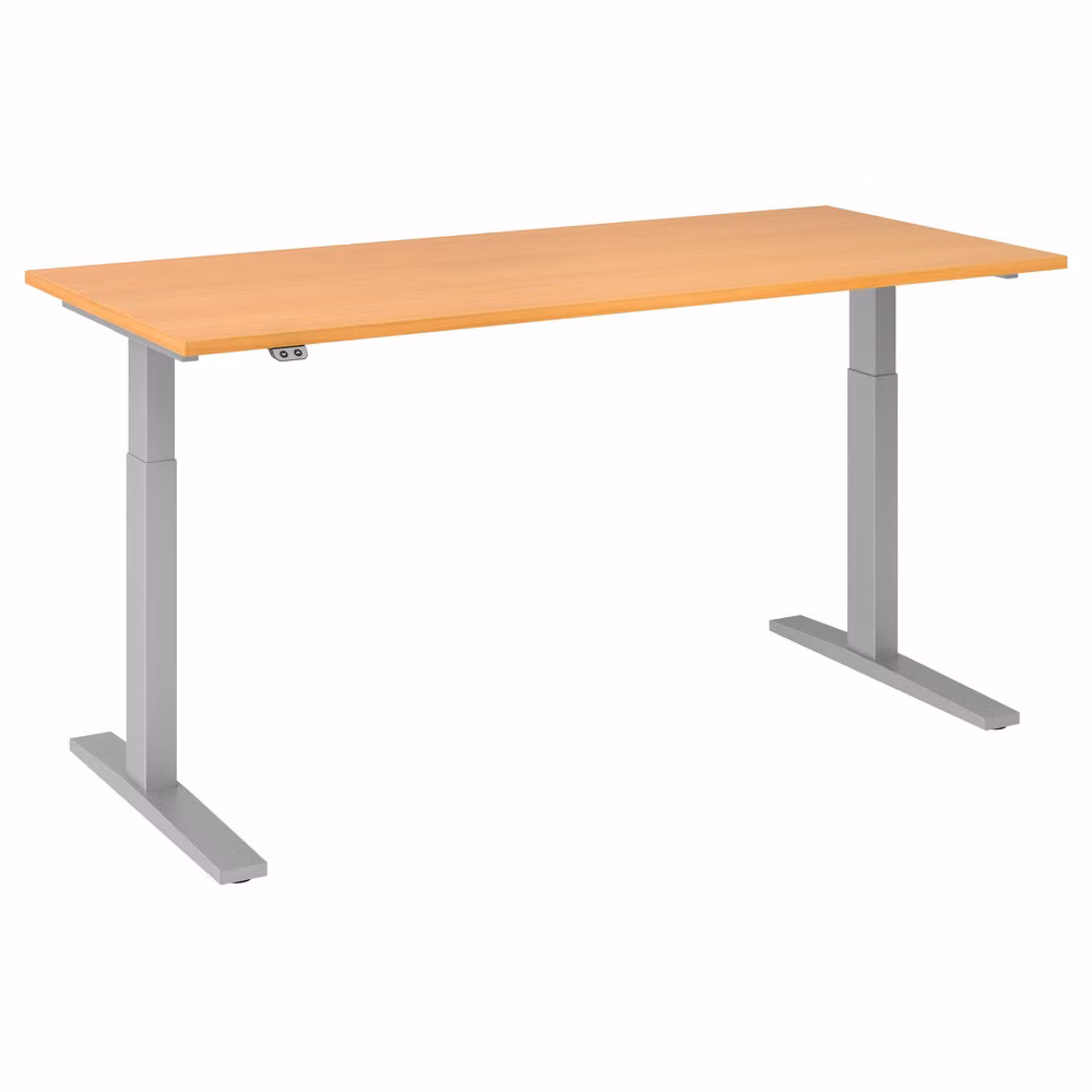 Scrivania regolabile in altezza XMKA | 2 motori | 120-180 cm | elettrica | faggio, colore telaio:argento, dimensioni piano d'appoggio:180 x 80 cm