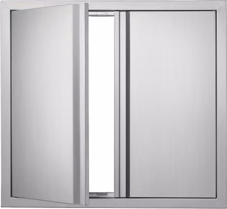VEVOR Doppia porta da cucina esterna in metallo color argento, porta a parete con maniglie retrattili, L: 66 cm, H: 61 cm