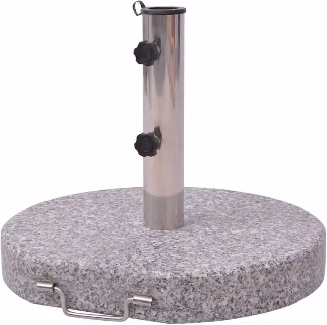 Base per ombrellone in granito e acciaio inox grigio con maniglia per il trasporto stile moderno HELLOSHOP26