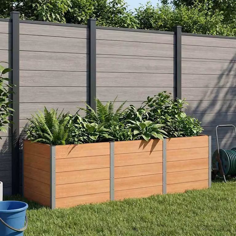 Letto rialzato da giardino vidaXL in WPC e alluminio, Marrone, L 300 x P 100 x H 91 cm