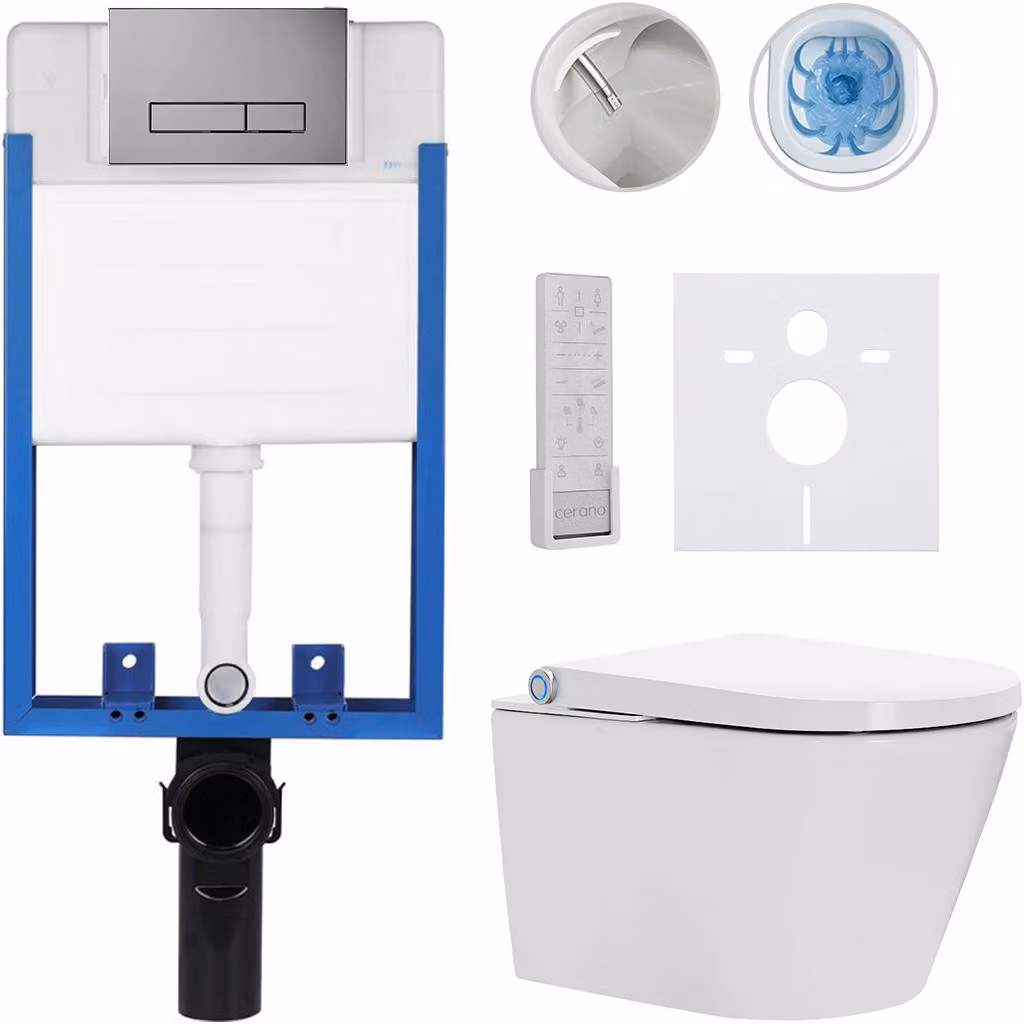 Set completo per WC Profi/Cronus Premium - bianco lucido - pulsante per WC modello Slim/grigio scuro - da incasso - 59,3x38,4 cm