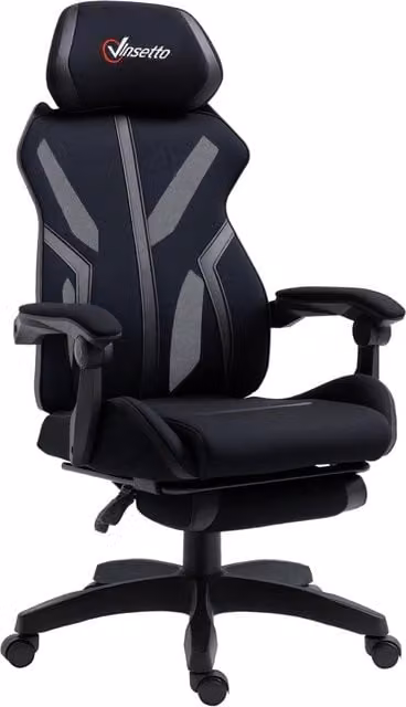 Sedia Gaming con Poggiapiedi Retrattile ¨C zephmum ¨C Nero 65x65x119-129 cm