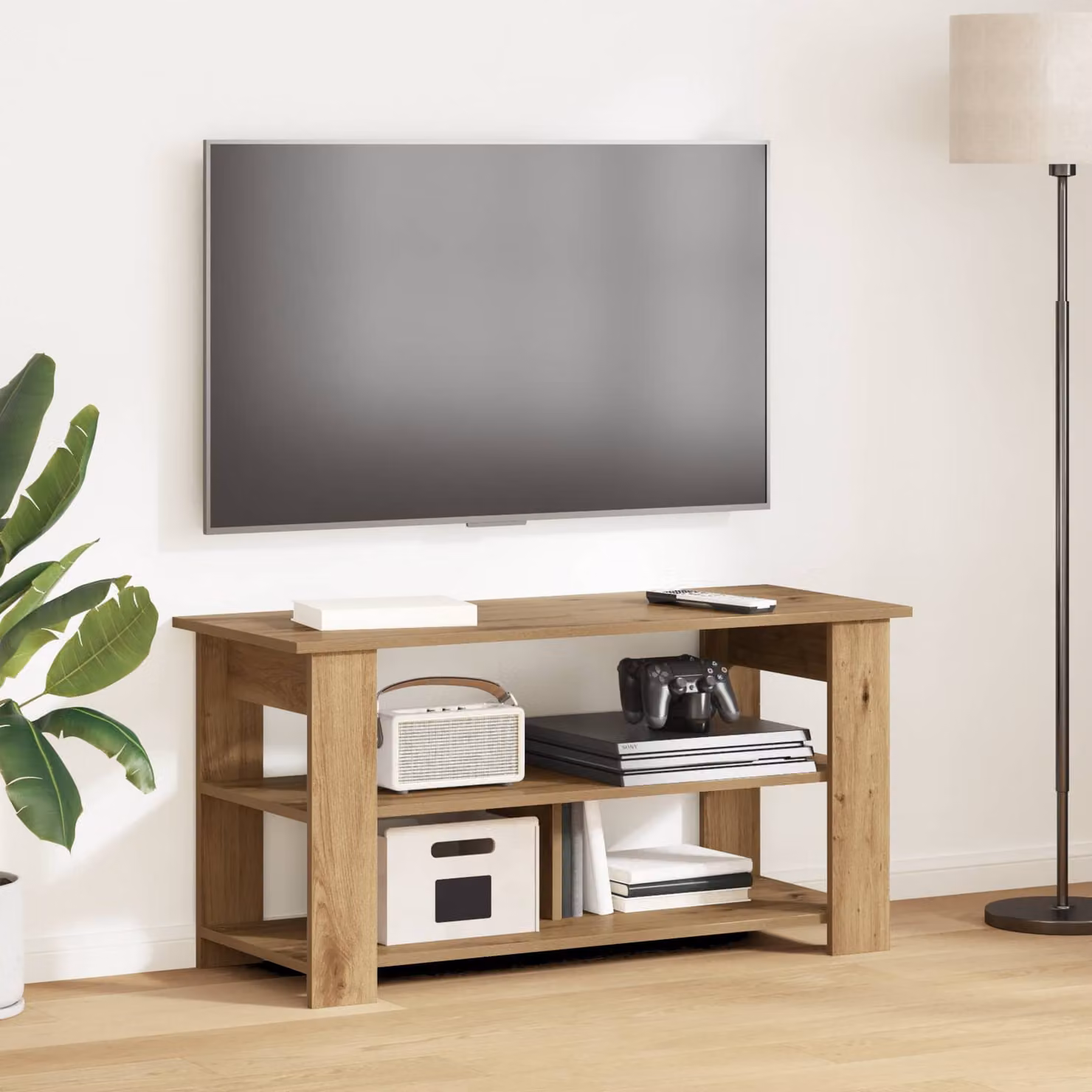 Supporto TV moderno vidaXL in legno marrone L 100 x P 40 x H 50 cm