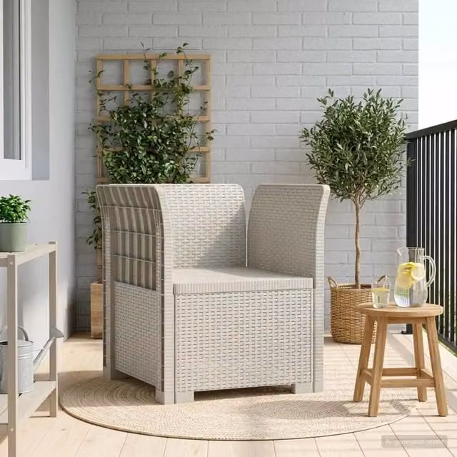 Sedia da giardino a 1 posto in stile rattan moderno, colore bianco opaco – 1