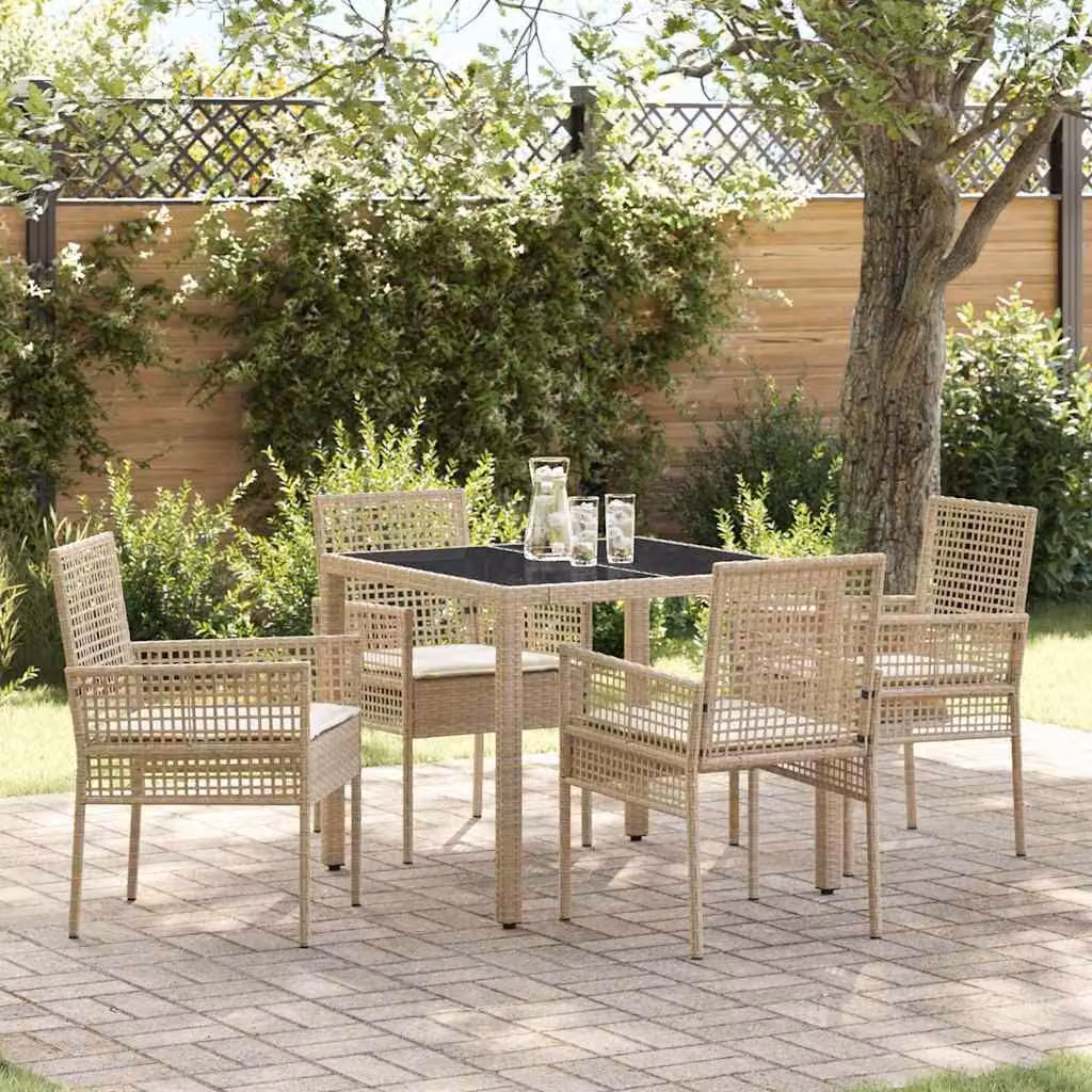 Maison Exclusive - Set da Pranzo per Giardino 5 pcs Beige polyrattan