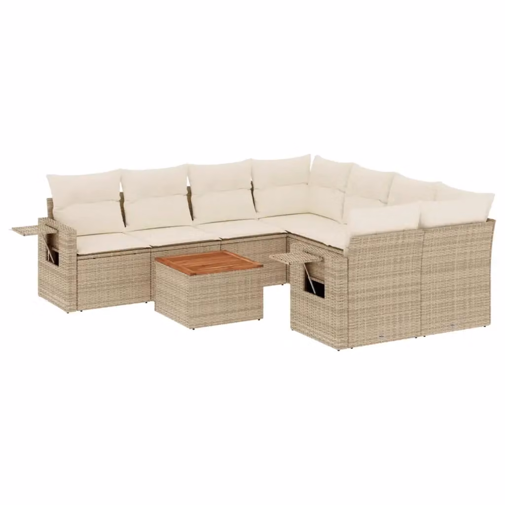 Set Divano da Giardino Moderno VIDAXL in Polyrattan con Cuscini Beige 9 pz – 2