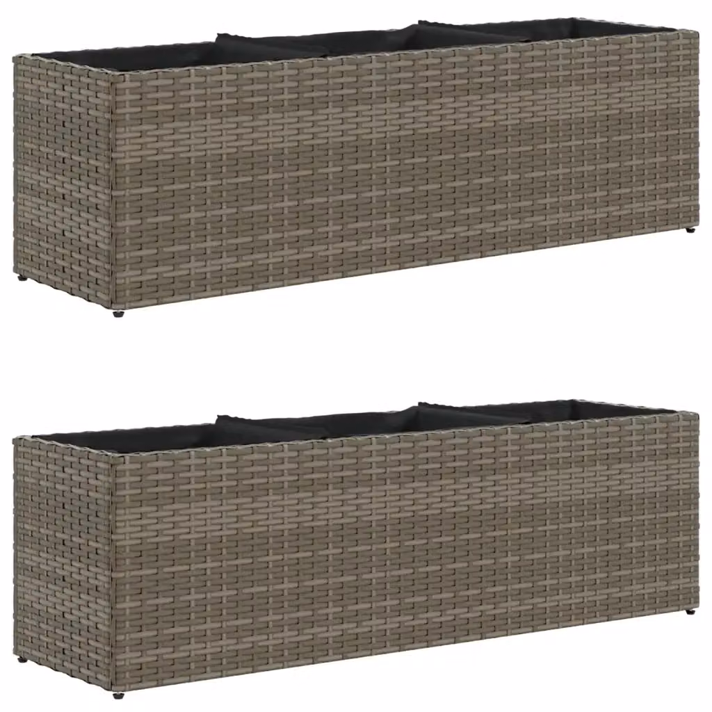 Fioriere da Giardino con 3 Vasi vidaXL, Colore Grigio, L/P/H: 105 x 30 x 32 cm – 2