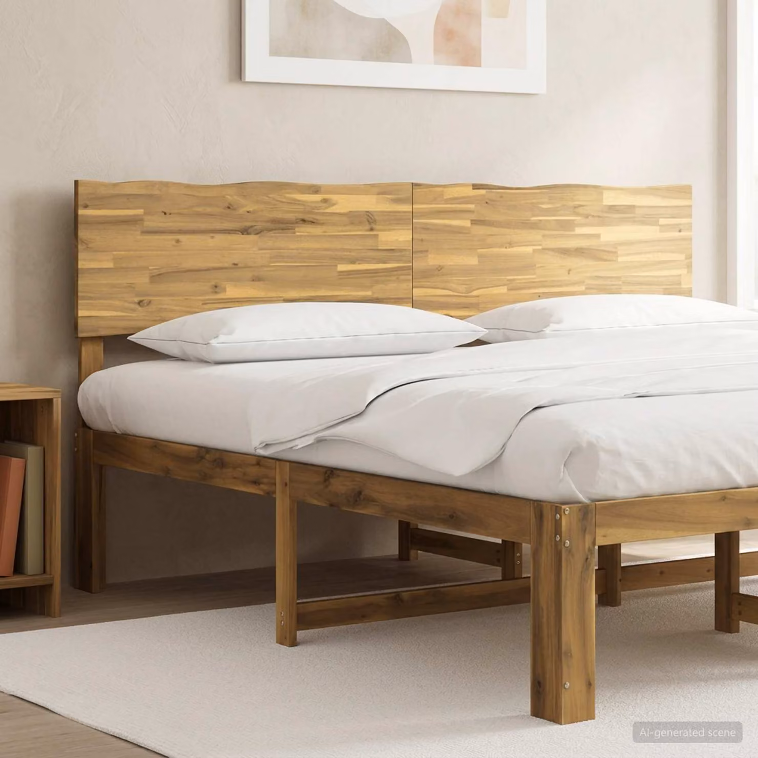 Testiera per letto vidaXL ROSTOCK in legno massello di acacia, colore bianco sbiancato, per letto da 180x200 cm