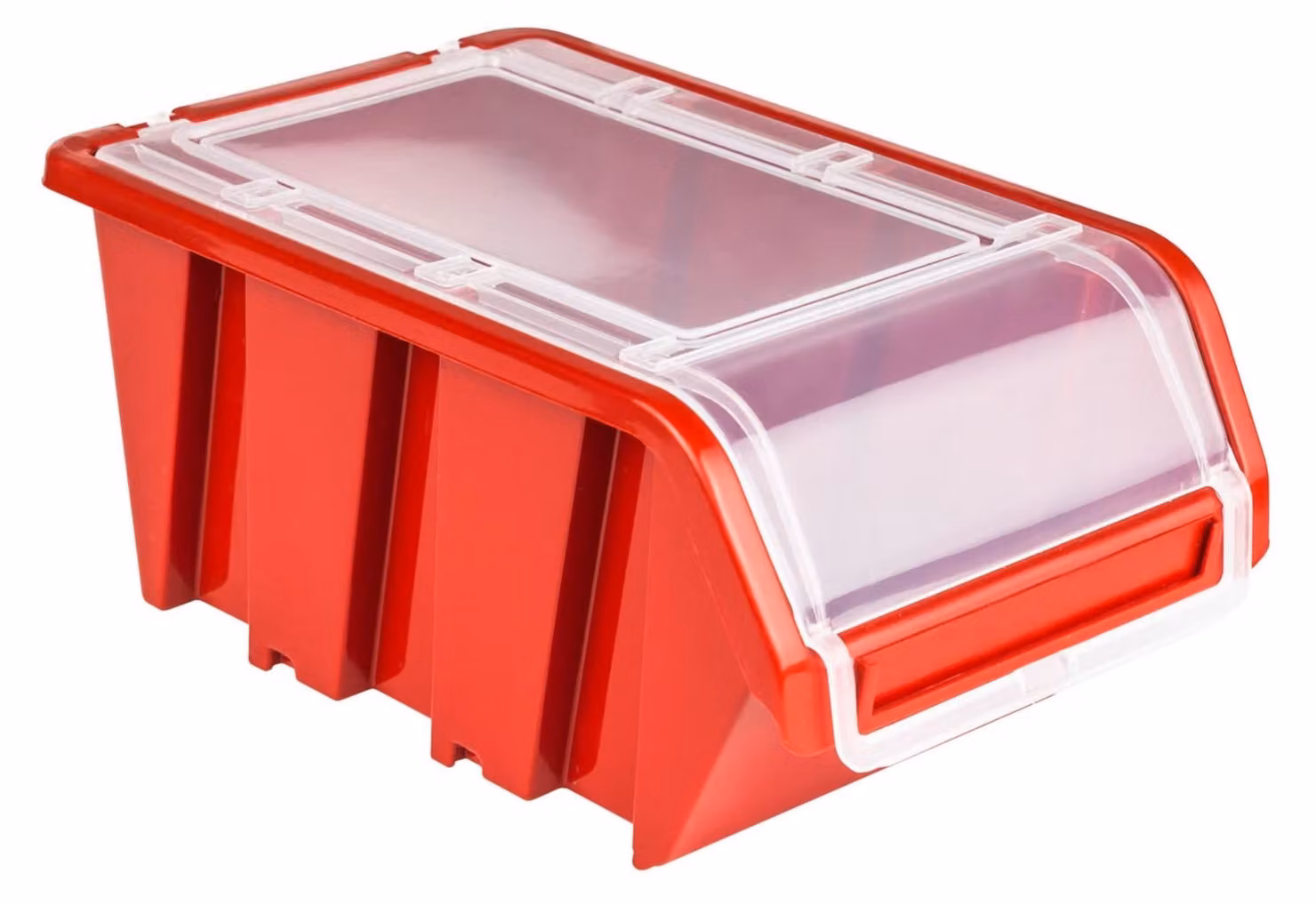 Set di 10 contenitori impilabili con coperchio - Rosso, 20x12x9 cm