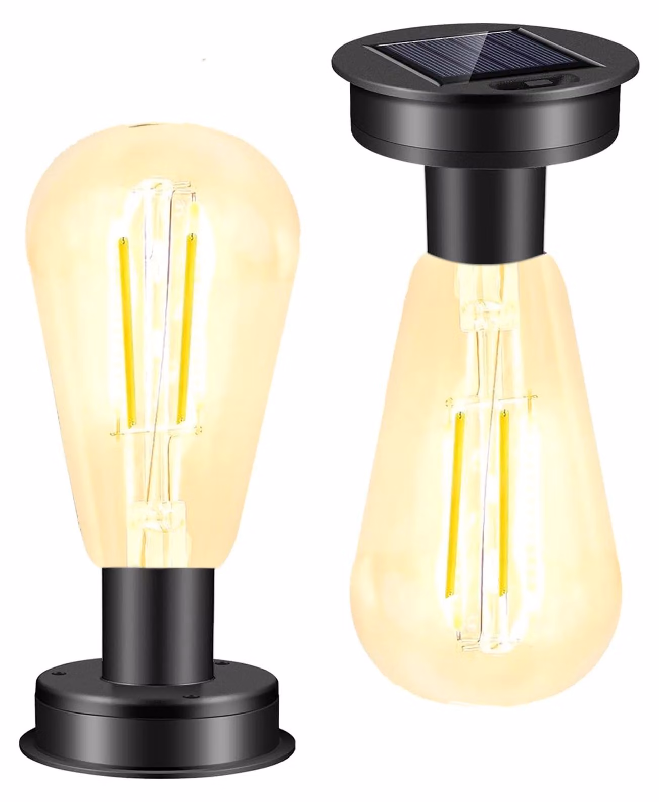 Confezione da 2 lampadine solari, impermeabili, per l'uso in giardino, attacco E26, modello A19, a LED