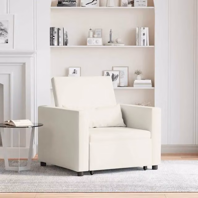 Divano letto estraibile singolo-Sofa Letto-Daybed Crema 90 x 165 x 87 cm Velluto