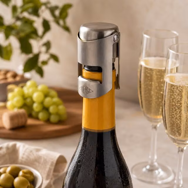 Tappo per Champagne Ideale IPAC in acciaio inox color argento, lavabile in lavastoviglie