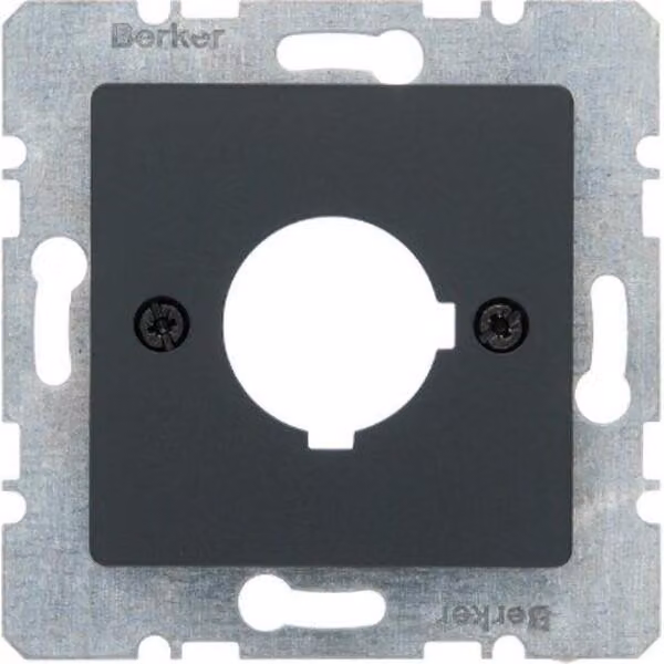 Berker 14321606 Piastra centrale per dispositivo di segnalazione e comando Ø 22,5 mm antracite opaco/velluto Piastra centrale