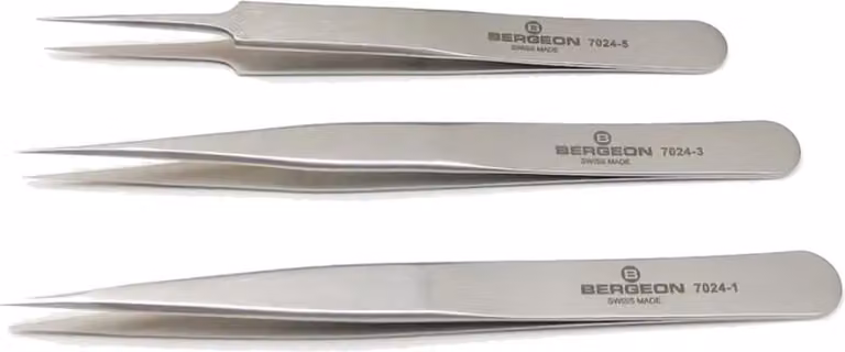 Set di 3 Pinze per Orologi Bergeon 7024-P03 in Acciaio Inossidabile Non