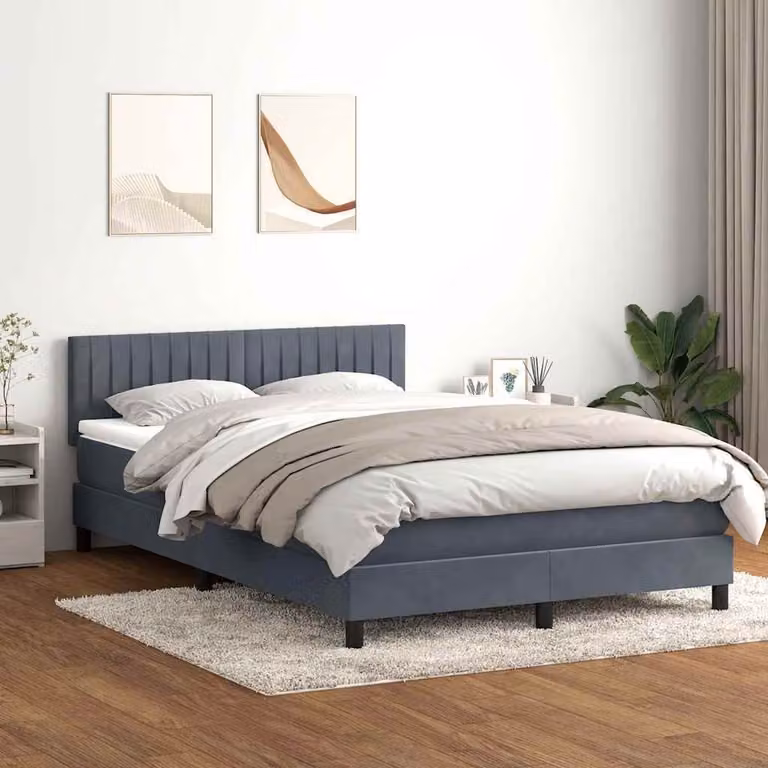Maison Exclusive - Letto box spring con materasso e LED grigio scuro 160x210 cm velluto