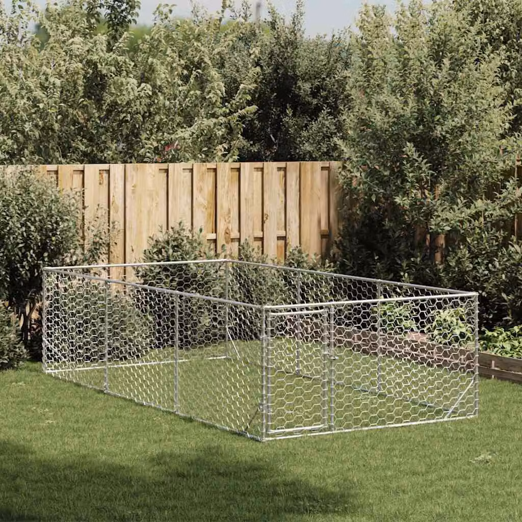 vidaXL Cuccia per cani da esterno con porta 2x4x1 m in acciaio zincato