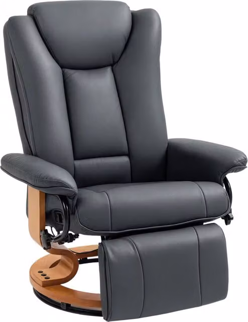 Poltrona relax reclinabile girevole ¨C Xylo ¨C similpelle grigio scuro, 150 kg