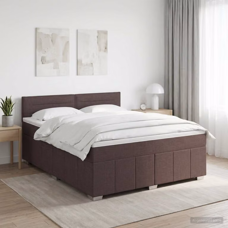 Letto box spring con materasso ibrido vidaXL Marrone e Bianco 160 x 200 cm