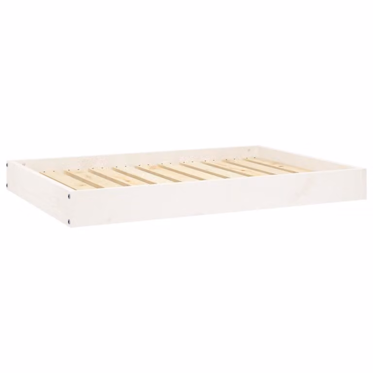 Cuccia per Cani Bianca 91,5x64x9 cm in Legno Massello di Pino