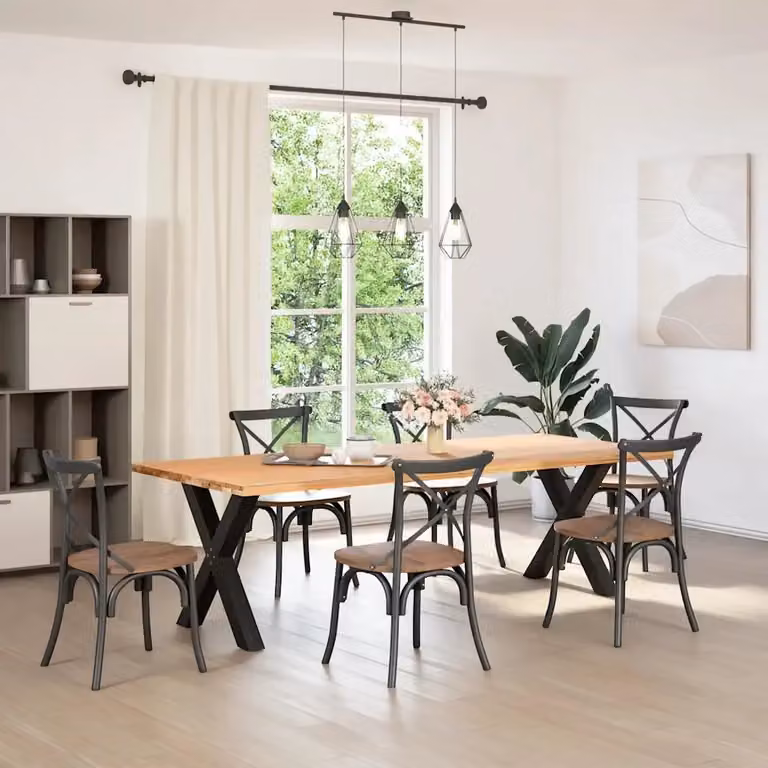 Coppia di gambe per tavolo da pranzo a forma di X in acciaio nero opaco DESIGN IN, Altezza regolabile: 72-73 cm, Larghezza: 80 cm