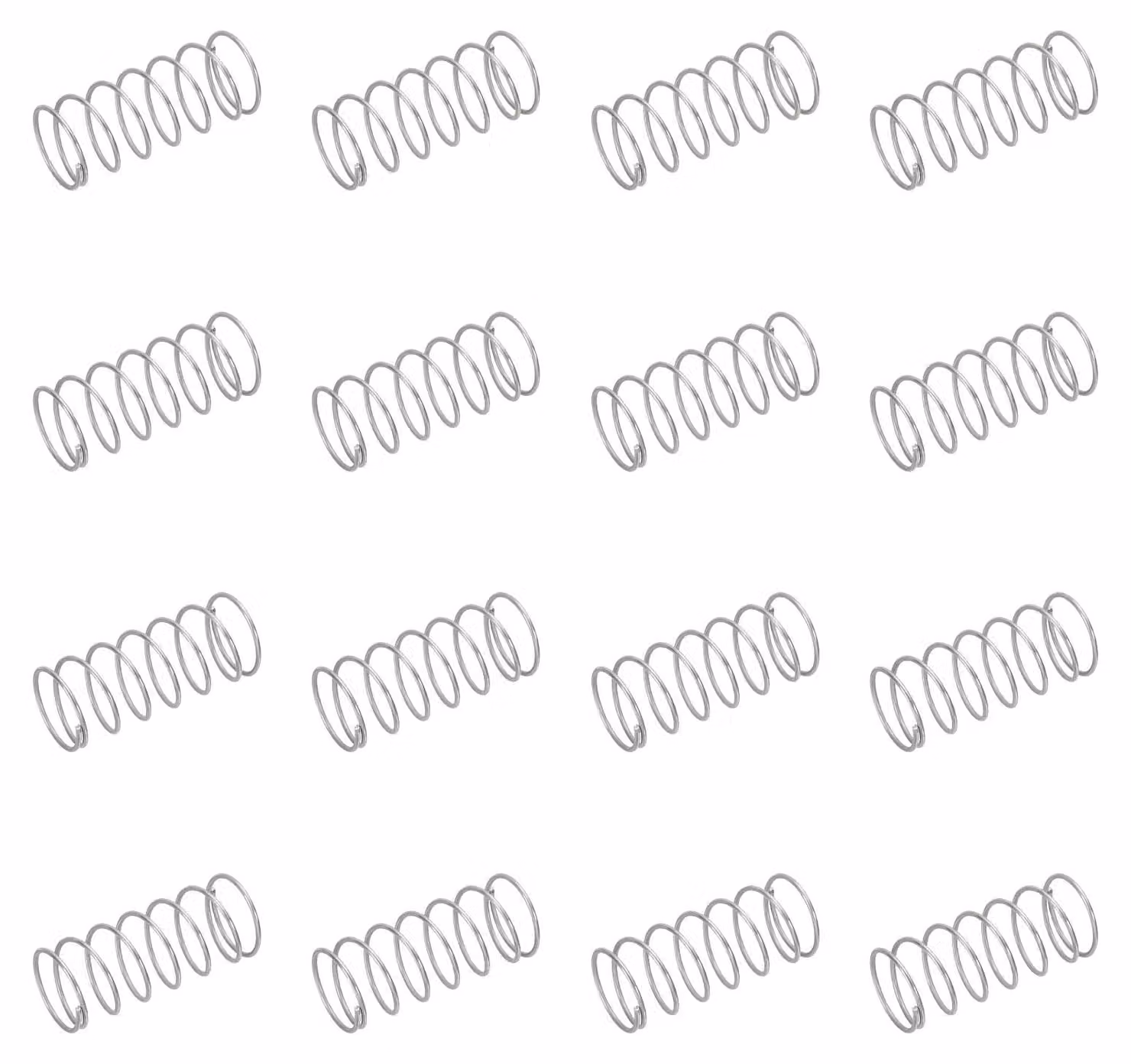 Molle a compression, 50 pezzi, acciaio inossidabile 304, dimensioni 0,8x15x30 mm, colore argento