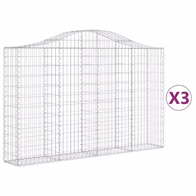 Cesti Gabbioni ad Arco 3 pz 200x30x120/140 cm Ferro Zincato