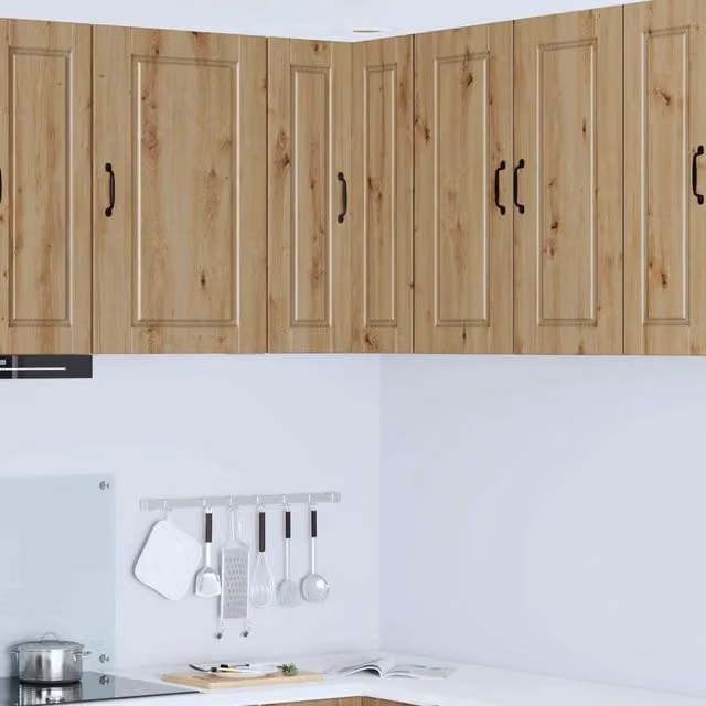 Mobile da cucina a parete vidaXL in legno rovere marrone con ante a battente e ripiani interni L/P/H: 57 x 57 x 80 cm – 1