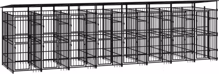 Gabbia per Cani da Esterno con Tetto in Acciaio 14,75 m²