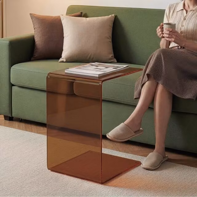 Tavolino Laterale Trölmapilu en.casa in Vetro Marrone L/P/H: 60 x 40 x 40 cm – 1