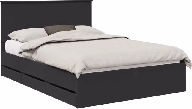 Letto matrimoniale | Letto per adulti | Struttura del letto Nero 140 x 200 cm Legno Ingegnerizzato