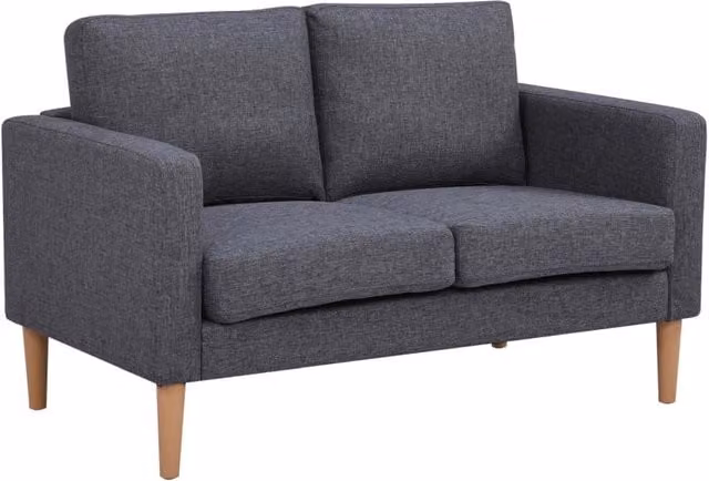 DIVANO A 2 POSTI RAMSAY CON GAMBE IN LEGNO DI COLORE GRIGIO SCURO