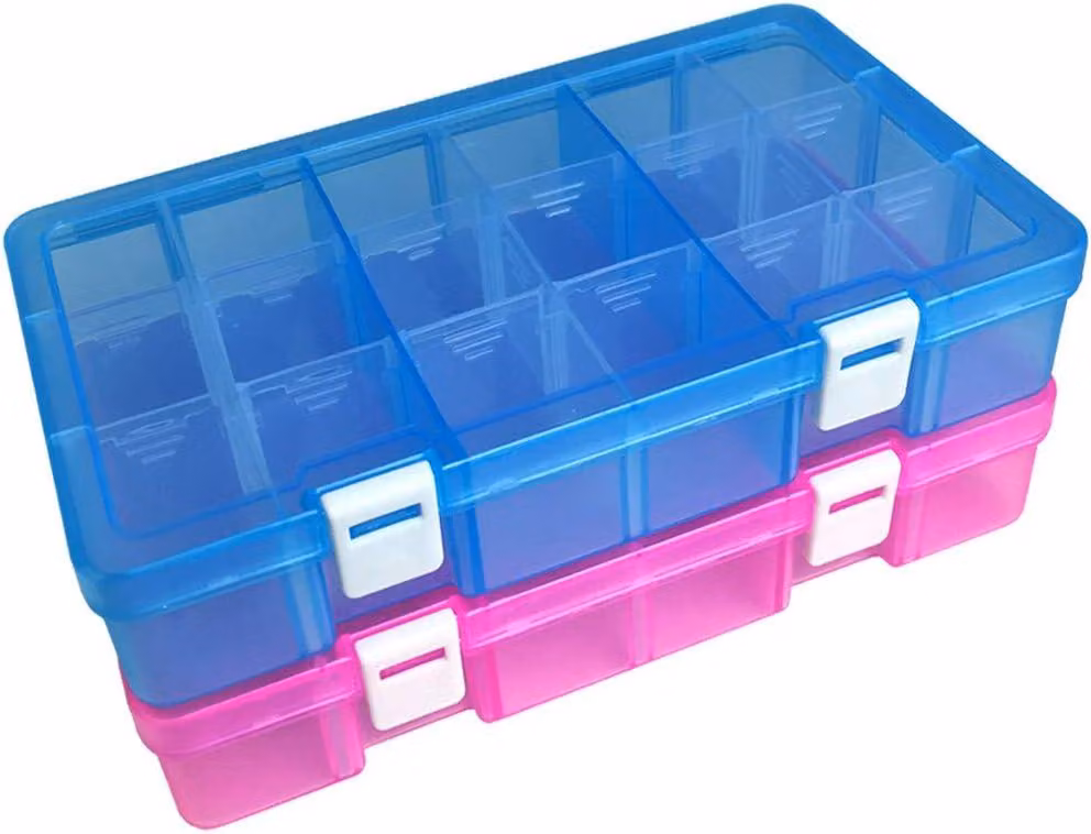Contenitore in plastica, con 18 scomparti regolabili, multifunzionale, ideale per gioielli