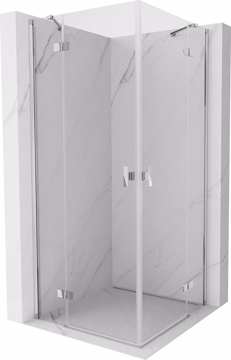 Mexen Mist-H Duo cabina doccia a battente 80 x 80 cm, trasparente, cromo - 8A5-080L-080P-01-00
