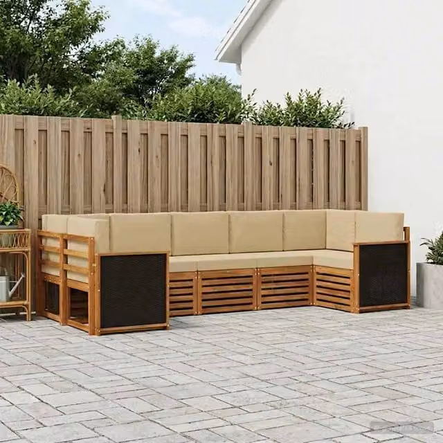 Set di divani da esterno 6 pz Naturale 3384794