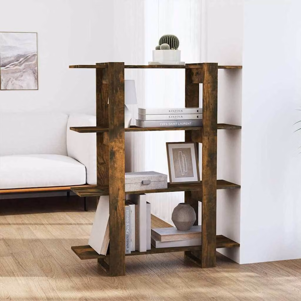 Libreria/Divisorio vidaXL in Rovere Fumo, L 100 cm x P 30 cm x H 123,5 cm
