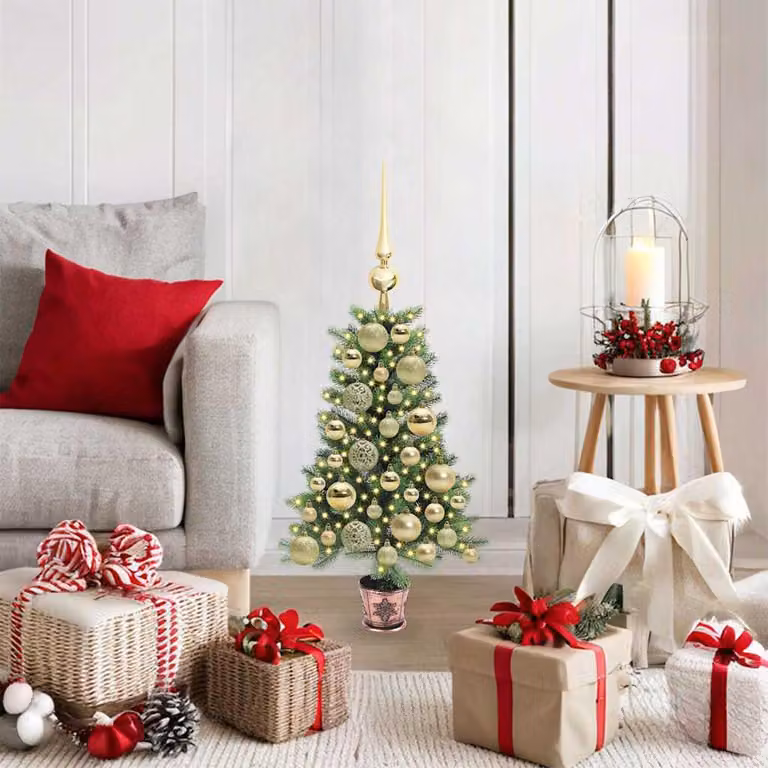 Maison Exclusive - Albero di Natale con 150 luci LED, base inclusa, colore verde, altezza 65 cm, materiale: polietilene